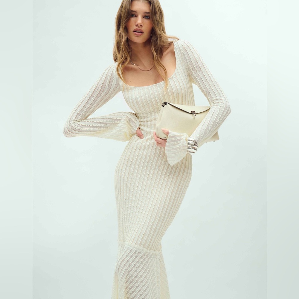 Reformation Cream Long Sleeve Dress
